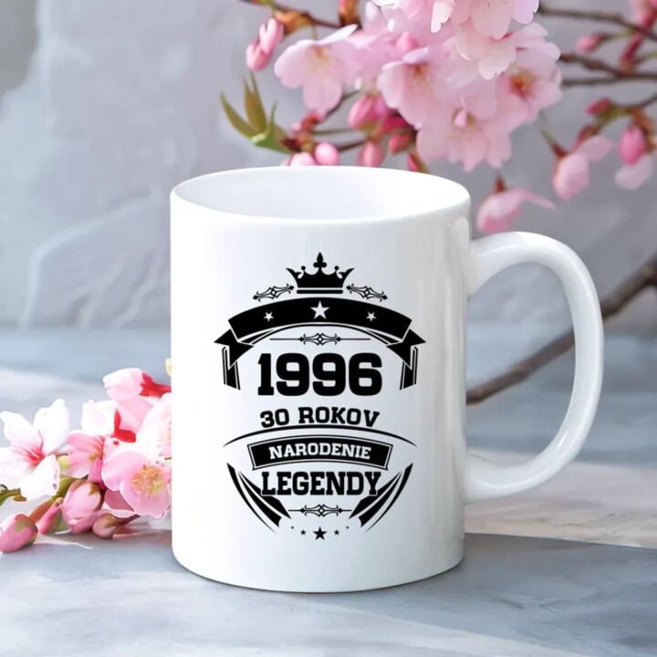 1996 Narodenie legendy 30 rokov - keramický hrnček s potlačou