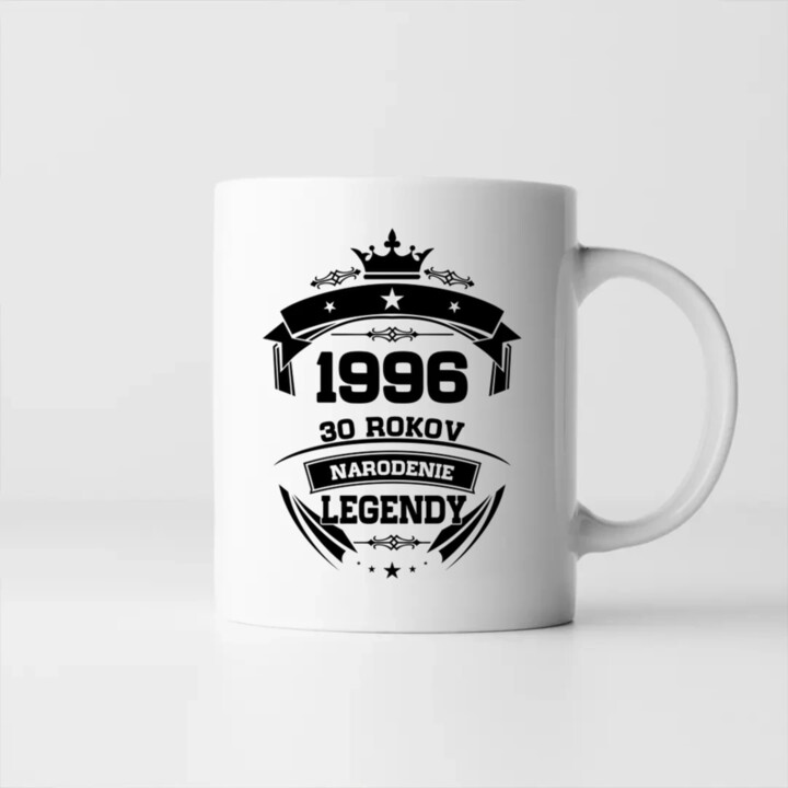 1996 Narodenie legendy 30 rokov - keramický hrnček s potlačou