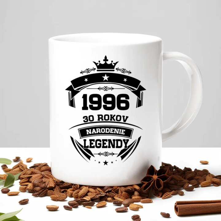 1996 Narodenie legendy 30 rokov - keramický hrnček s potlačou