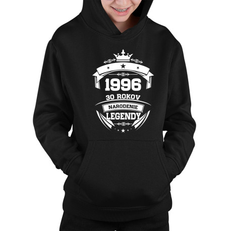 1996 Narodenie legendy 30 rokov - detská mikina s kapucňou