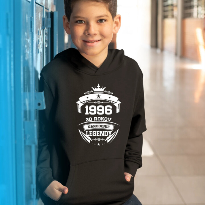 1996 Narodenie legendy 30 rokov - detská mikina s kapucňou