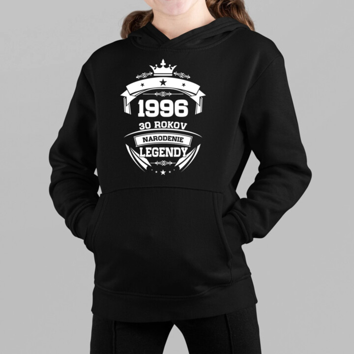 1996 Narodenie legendy 30 rokov - detská mikina s kapucňou