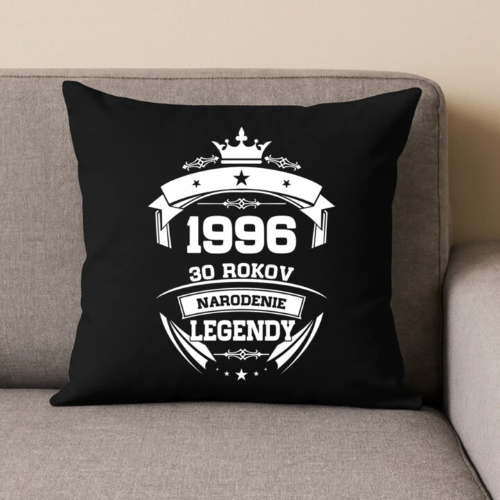 1996 Narodenie legendy 30 rokov - čierny vankúš s potlačou
