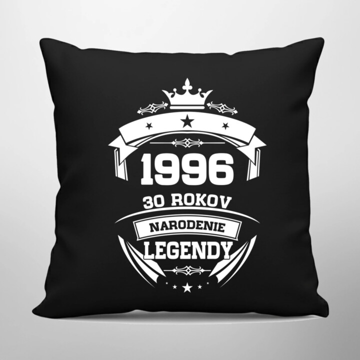 1996 Narodenie legendy 30 rokov - čierny vankúš s potlačou