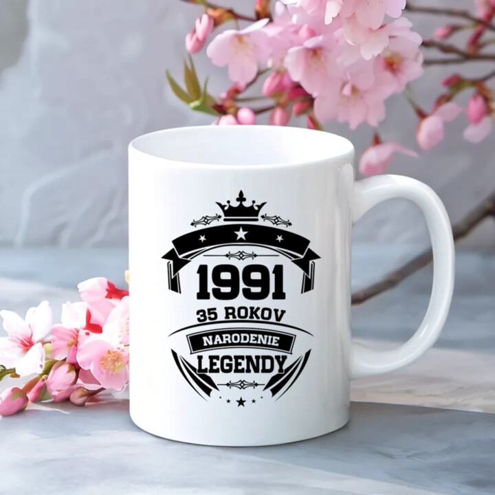 1991 Narodenie legendy 35 rokov - keramický hrnček s potlačou