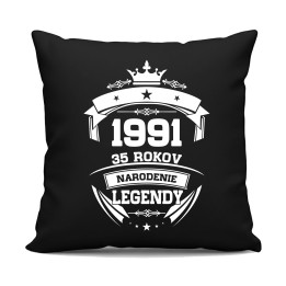 1991 Narodenie legendy 35 rokov - čierny vankúš s potlačou