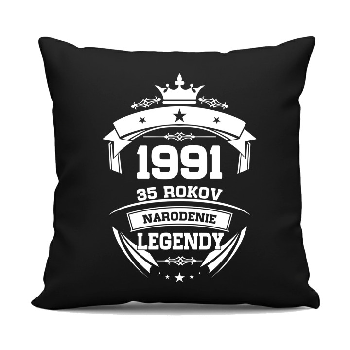 1991 Narodenie legendy 35 rokov - čierny vankúš s potlačou