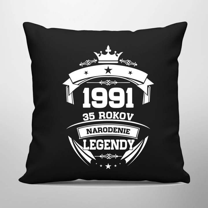 1991 Narodenie legendy 35 rokov - čierny vankúš s potlačou