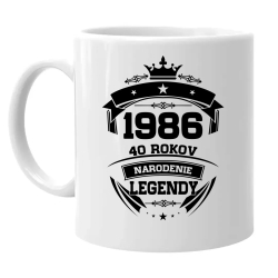 1986 Narodenie legendy 40 rokov - keramický hrnček s potlačou