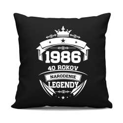 1986 Narodenie legendy 40 rokov - čierny vankúš s potlačou