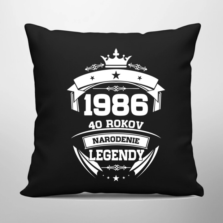1986 Narodenie legendy 40 rokov - čierny vankúš s potlačou
