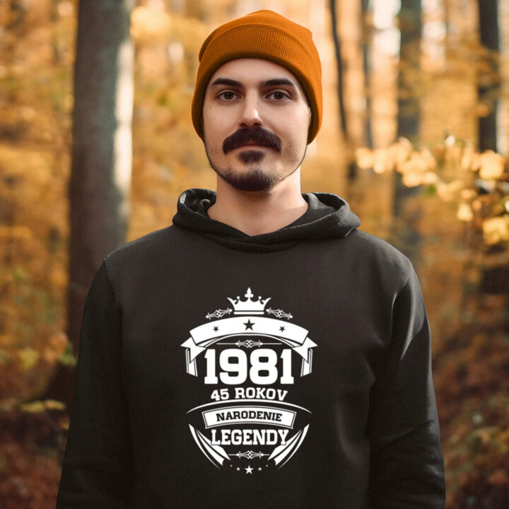 1981 Narodenie legendy 45 rokov  - pánska mikina s potlačou