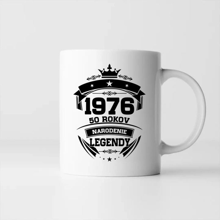 1976 Narodenie legendy 50 rokov - keramický hrnček s potlačou