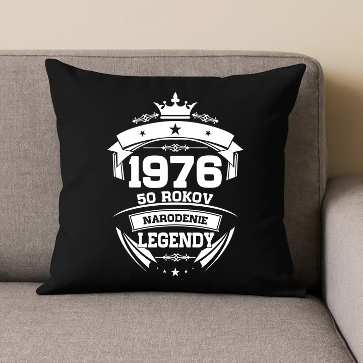 1976 Narodenie legendy 50 rokov - čierny vankúš s potlačou