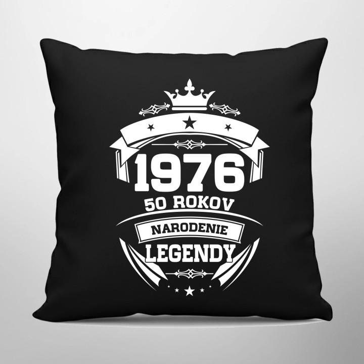 1976 Narodenie legendy 50 rokov - čierny vankúš s potlačou