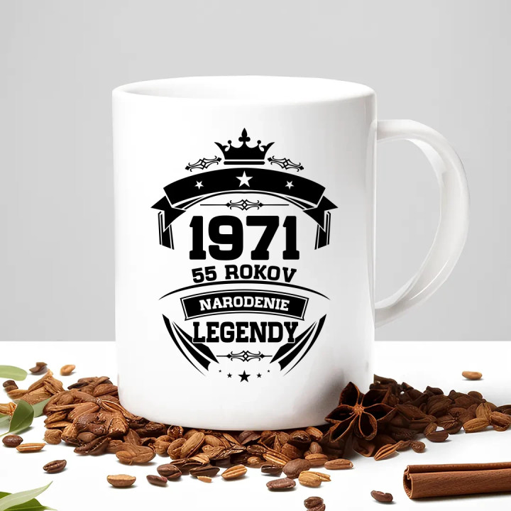1971 Narodenie legendy 55 rokov - keramický hrnček s potlačou