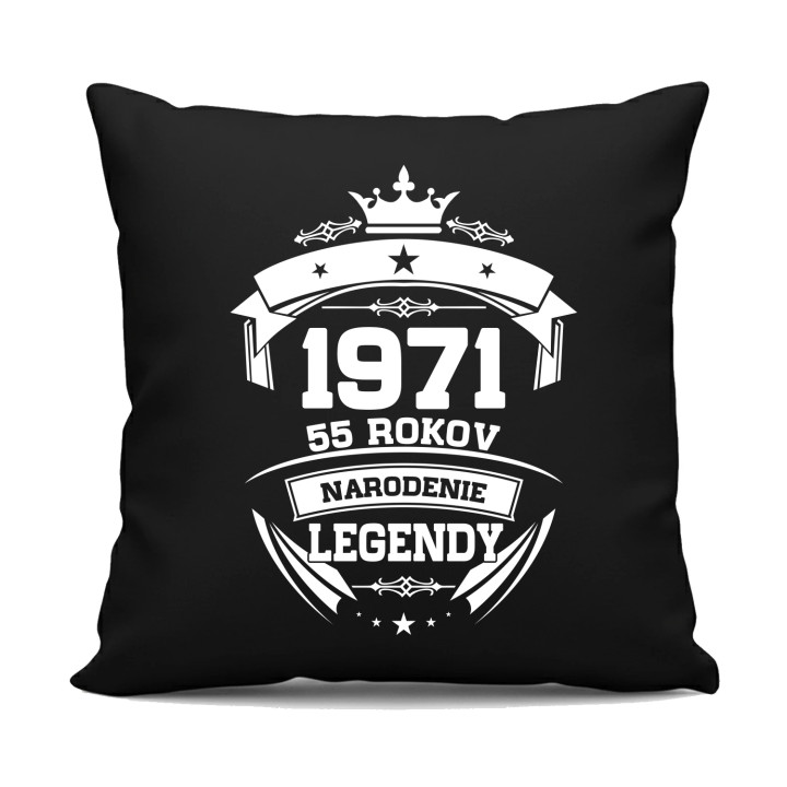1971 Narodenie legendy 55 rokov - čierny vankúš s potlačou