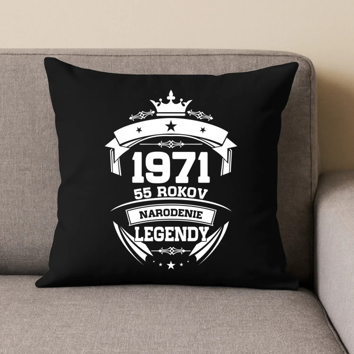 1971 Narodenie legendy 55 rokov - čierny vankúš s potlačou