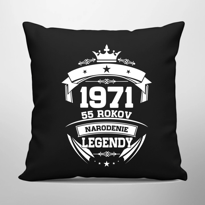 1971 Narodenie legendy 55 rokov - čierny vankúš s potlačou