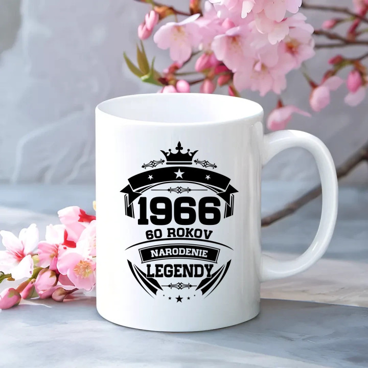 1966 Narodenie legendy 60 rokov - keramický hrnček s potlačou