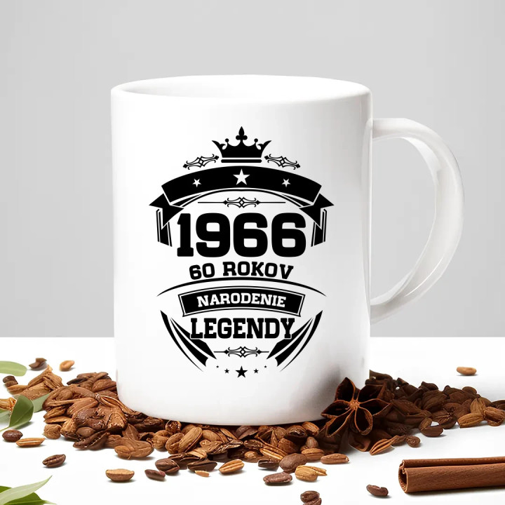 1966 Narodenie legendy 60 rokov - keramický hrnček s potlačou