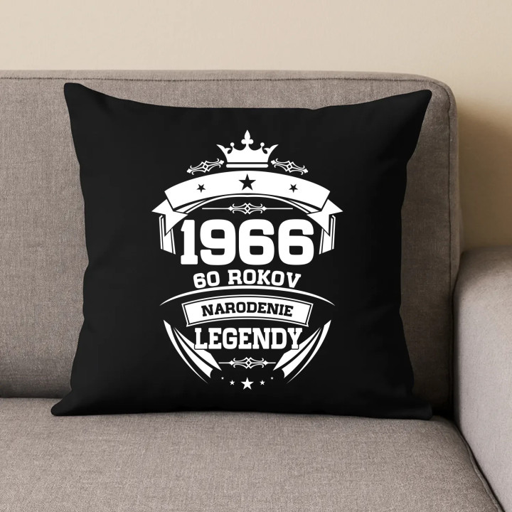 1966 Narodenie legendy 60 rokov - čierny vankúš s potlačou