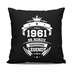 1961 Narodenie legendy 65 rokov - čierny vankúš s potlačou