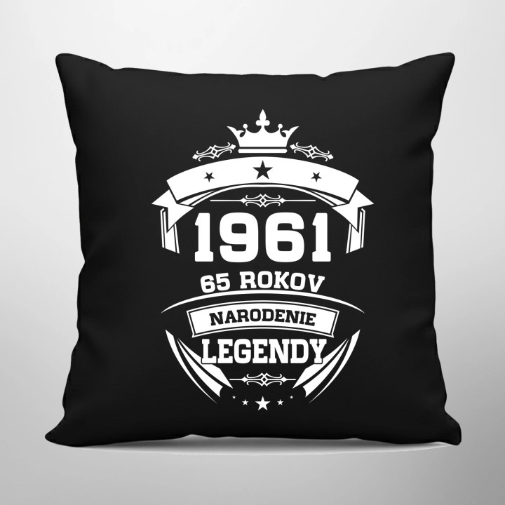 1961 Narodenie legendy 65 rokov - čierny vankúš s potlačou