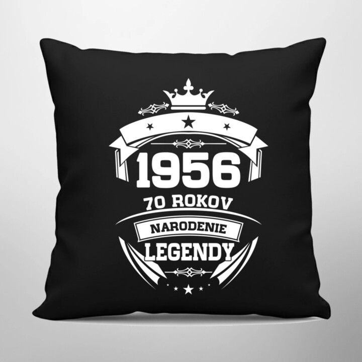 1956 Narodenie legendy 70 rokov - čierny vankúš s potlačou