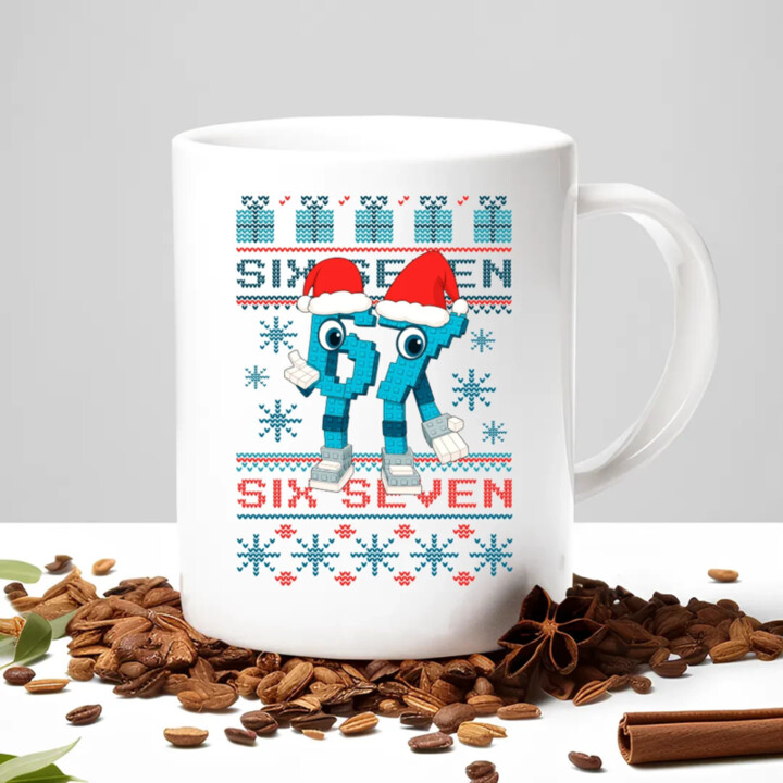Six seven 67 - Italian Brainrot - vianočná verzia - keramický hrnček s potlačou