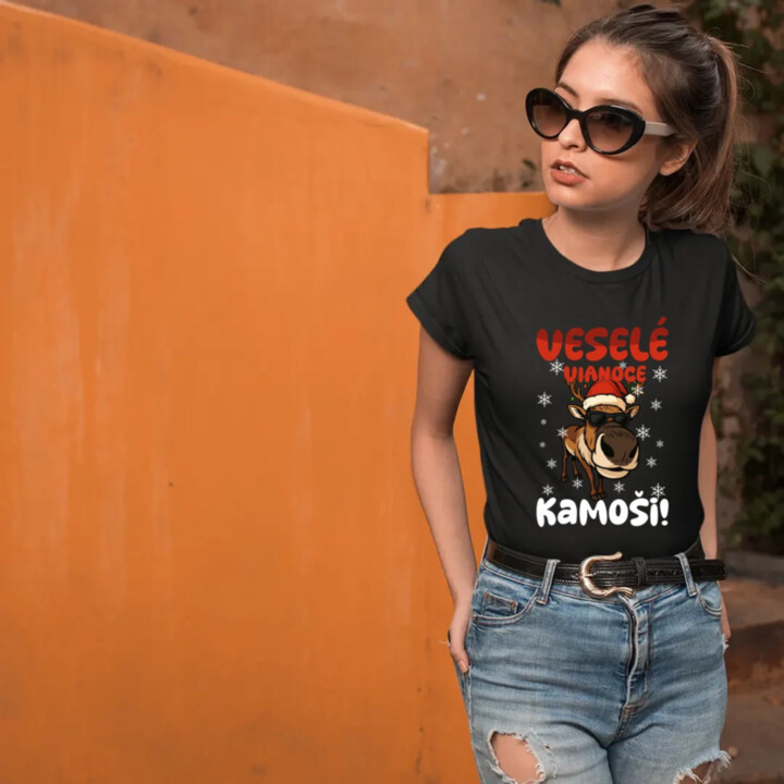 Veselé Vianoce, kamoši! - dámske tričko s potlačou