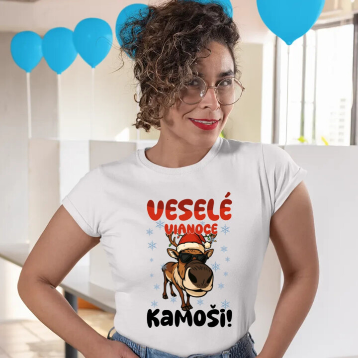 Veselé Vianoce, kamoši! - dámske tričko s potlačou