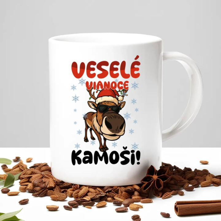 Veselé Vianoce, kamoši! - keramický hrnček s potlačou