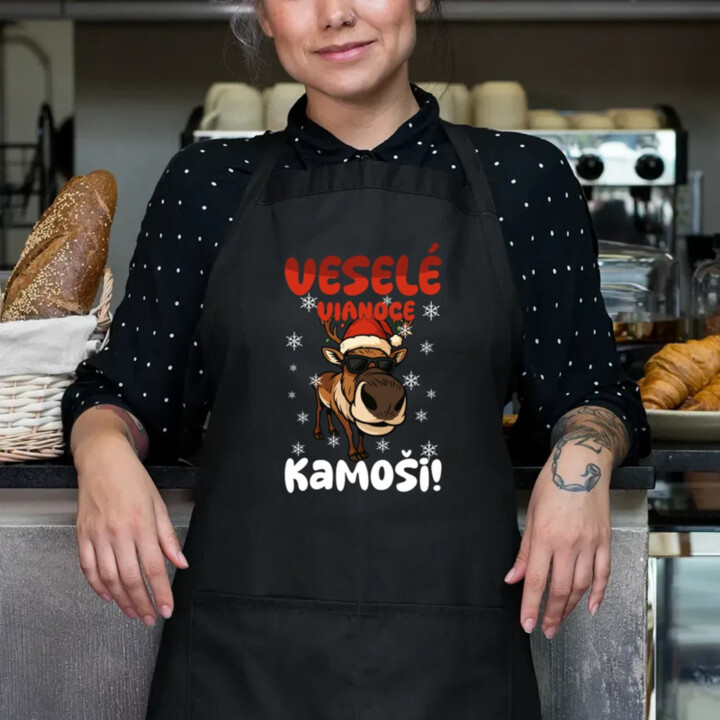 Veselé Vianoce, kamoši! - zástera s potlačou