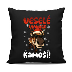 Veselé Vianoce, kamoši! - čierny vankúš s potlačou