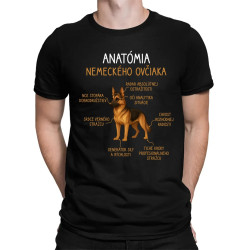 Anatómia nemeckého ovčiaka - pánske tričko s potlačou
