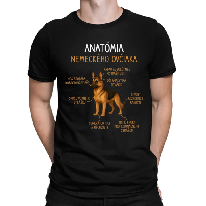 Anatómia nemeckého ovčiaka - pánske tričko s potlačou