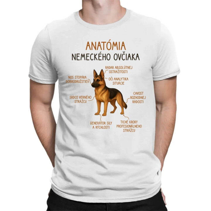 Anatómia nemeckého ovčiaka - pánske tričko s potlačou
