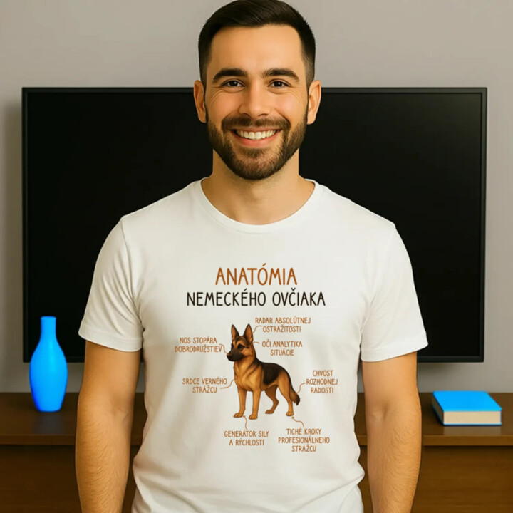 Anatómia nemeckého ovčiaka - pánske tričko s potlačou