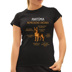 Anatómia nemeckého ovčiaka - dámske tričko s potlačou
