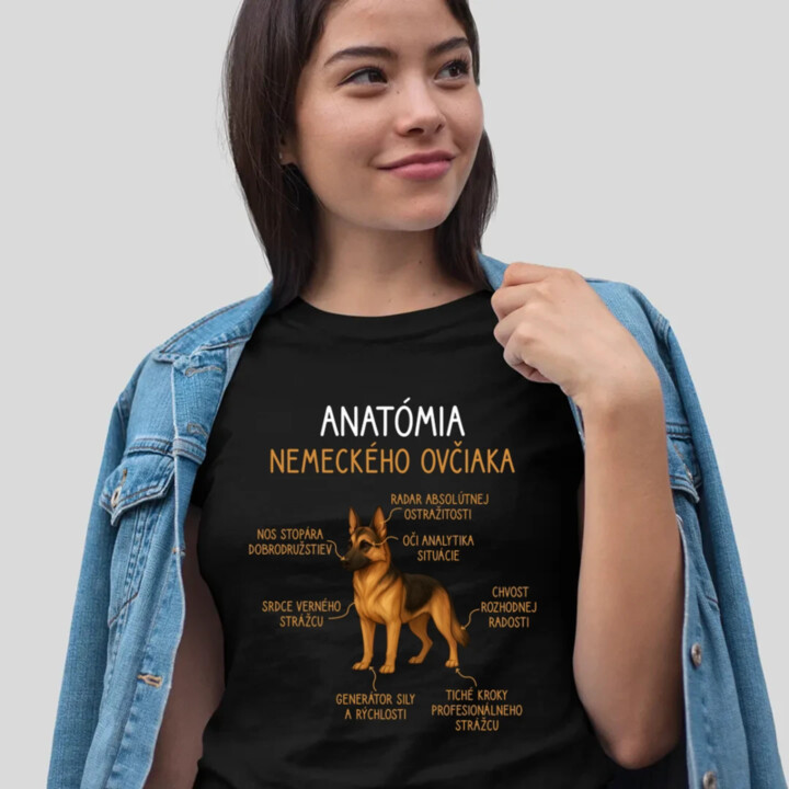 Anatómia nemeckého ovčiaka - dámske tričko s potlačou
