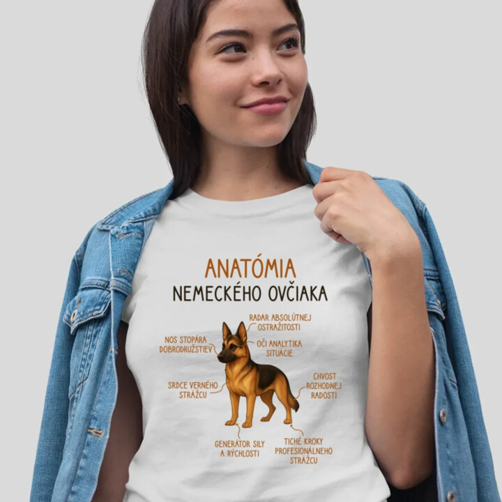 Anatómia nemeckého ovčiaka - dámske tričko s potlačou