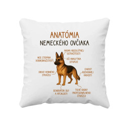 Anatómia nemeckého ovčiaka - vankúš s potlačou