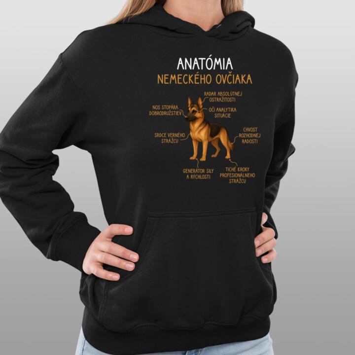 Anatómia nemeckého ovčiaka  - dámska mikina s potlačou
