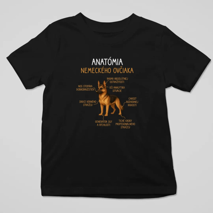 Anatómia nemeckého ovčiaka - detské tričko s potlačou