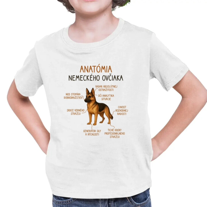 Anatómia nemeckého ovčiaka - detské tričko s potlačou