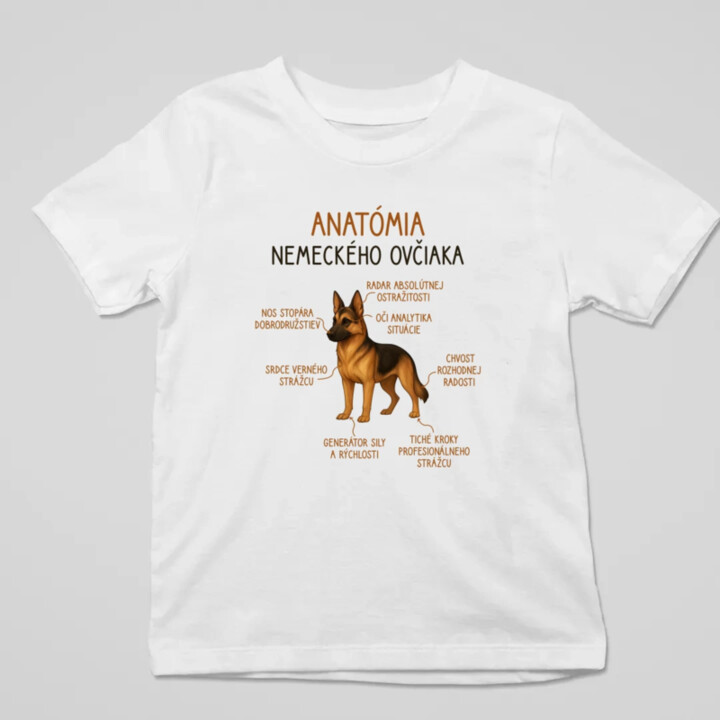 Anatómia nemeckého ovčiaka - detské tričko s potlačou