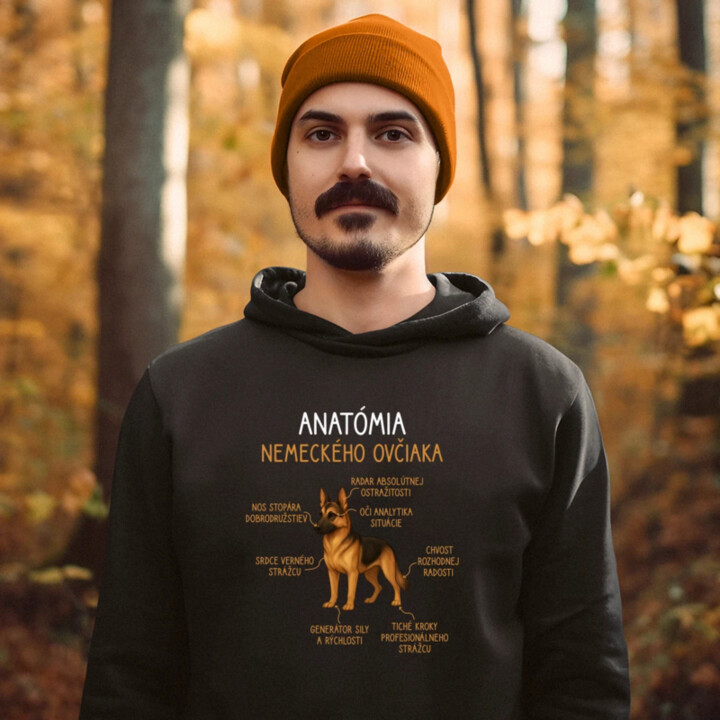 Anatómia nemeckého ovčiaka  - pánska mikina s potlačou