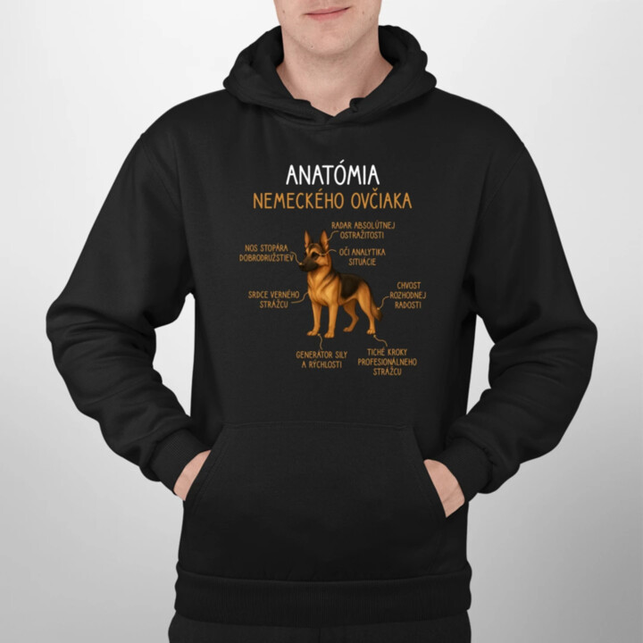Anatómia nemeckého ovčiaka  - pánska mikina s potlačou
