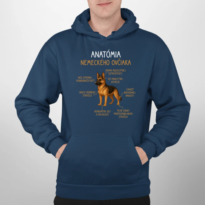Anatómia nemeckého ovčiaka  - pánska mikina s potlačou